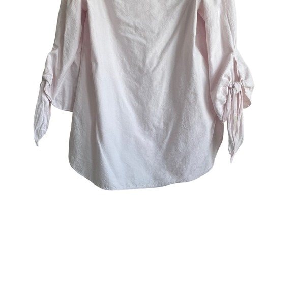 Club Monaco Women Blouse S Pink Off Shoulder Tie Sleeve Parisian Cottage Chic - Picture 4 of 8